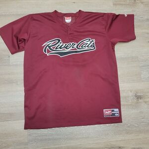 Vintage Sacramento River Cats Mesh Pullover Rawlings Burgundy XL